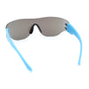 Boys Kids Rimless Shield Color Mirror Wrap Curved Sport Sunglasses