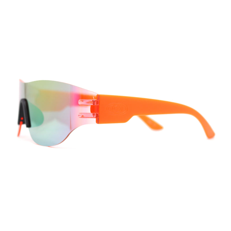 Boys Kids Rimless Shield Color Mirror Wrap Curved Sport Sunglasses