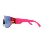 Boys Kids Rimless Shield Color Mirror Wrap Curved Sport Sunglasses