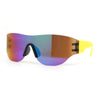 Boys Kids Rimless Shield Color Mirror Wrap Curved Sport Sunglasses