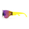 Boys Kids Rimless Shield Color Mirror Wrap Curved Sport Sunglasses