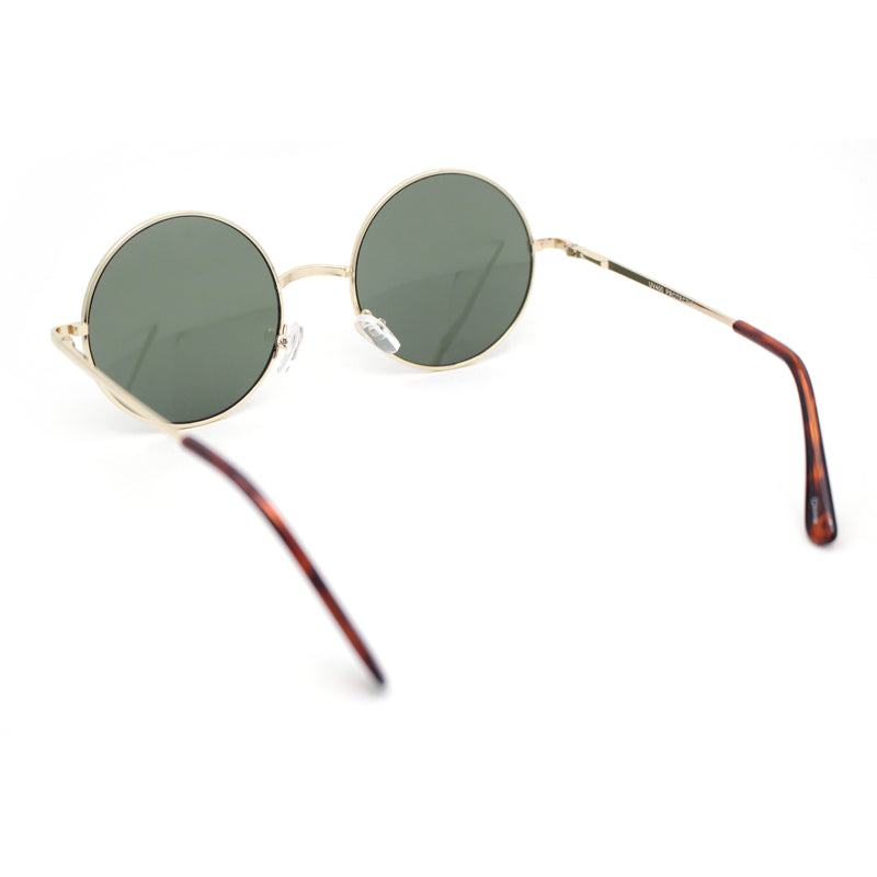 Iconic Hippie Musician 70s Round Circle Lens Metal Rim Sunglasses