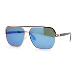 Mens Sophisticated Rectangular Flat Top Euro Style Metal Rim Sunglasses