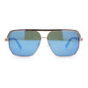 Mens Sophisticated Rectangular Flat Top Euro Style Metal Rim Sunglasses