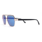 Mens Sophisticated Rectangular Flat Top Euro Style Metal Rim Sunglasses