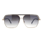 Mens Sophisticated Rectangular Flat Top Euro Style Metal Rim Sunglasses