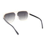 Mens Sophisticated Rectangular Flat Top Euro Style Metal Rim Sunglasses