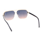 Mens Sophisticated Rectangular Flat Top Euro Style Metal Rim Sunglasses