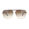 Mens Sophisticated Rectangular Flat Top Euro Style Metal Rim Sunglasses