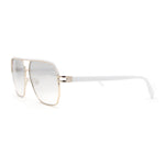 Mens Sophisticated Rectangular Flat Top Euro Style Metal Rim Sunglasses