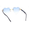 Womens Rimless Rhinestone Jewel Heart Shape Luxury Sunglasses