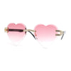 Womens Rimless Rhinestone Jewel Heart Shape Luxury Sunglasses