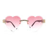 Womens Rimless Rhinestone Jewel Heart Shape Luxury Sunglasses