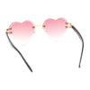 Womens Rimless Rhinestone Jewel Heart Shape Luxury Sunglasses