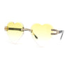 Womens Rimless Rhinestone Jewel Heart Shape Luxury Sunglasses