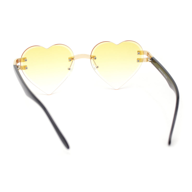 Womens Rimless Rhinestone Jewel Heart Shape Luxury Sunglasses