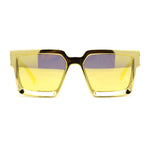 Showy Metallic Plastic Colorful Mirror Lens Rectangle Mob Horn Rim Sunglasses