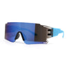 Mens Oversized Wrap Sport Color Mirror Shield Futuristic Sunglasses