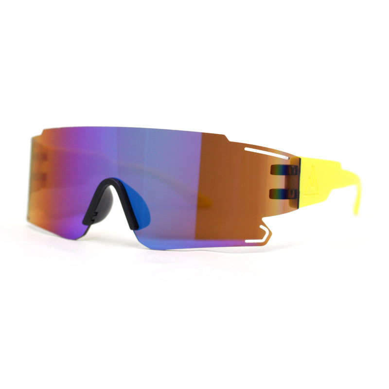 Mens Oversized Wrap Sport Color Mirror Shield Futuristic Sunglasses