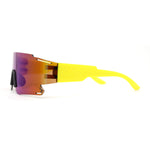 Mens Oversized Wrap Sport Color Mirror Shield Futuristic Sunglasses