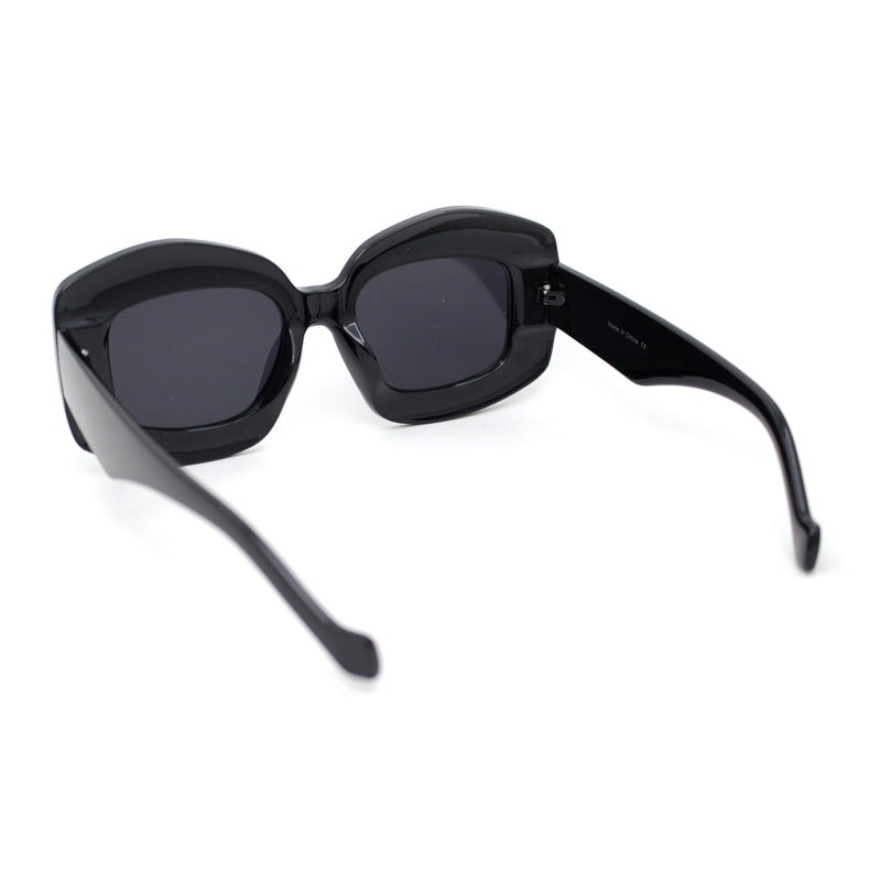 Womens Classy Retro Thick Frame Mod Rectangle Plastic Sunglasses