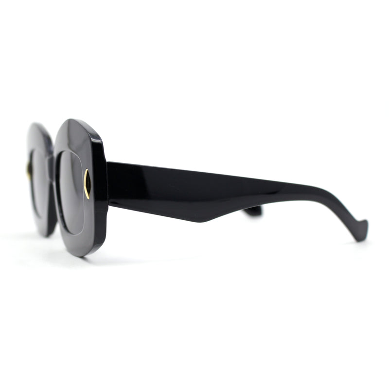 Womens Classy Retro Thick Frame Mod Rectangle Plastic Sunglasses