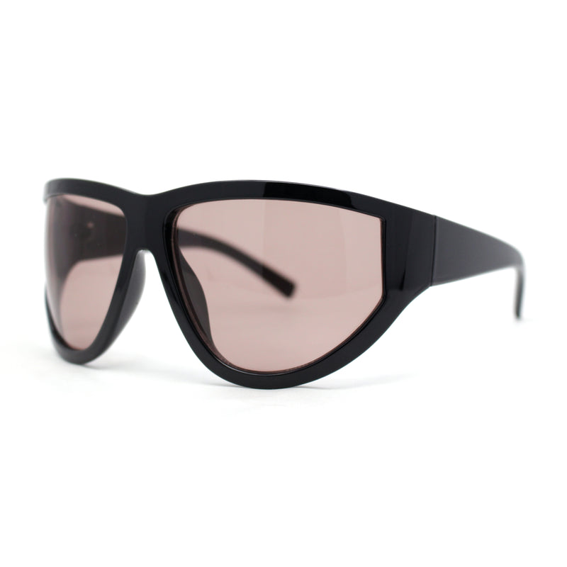 XXL Oversized Trendy Modified Curved Wrap Around Sport Plastic Sunglasses