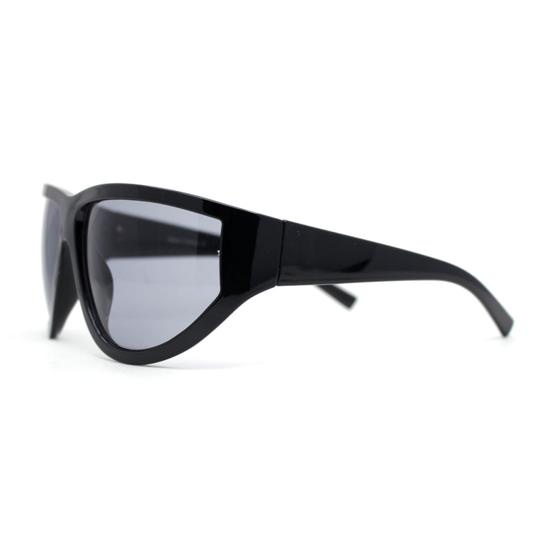 XXL Oversized Trendy Modified Curved Wrap Around Sport Plastic Sunglasses