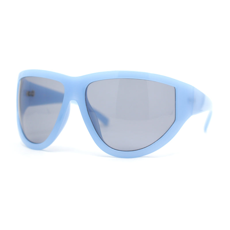 XXL Oversized Trendy Modified Curved Wrap Around Sport Plastic Sunglasses