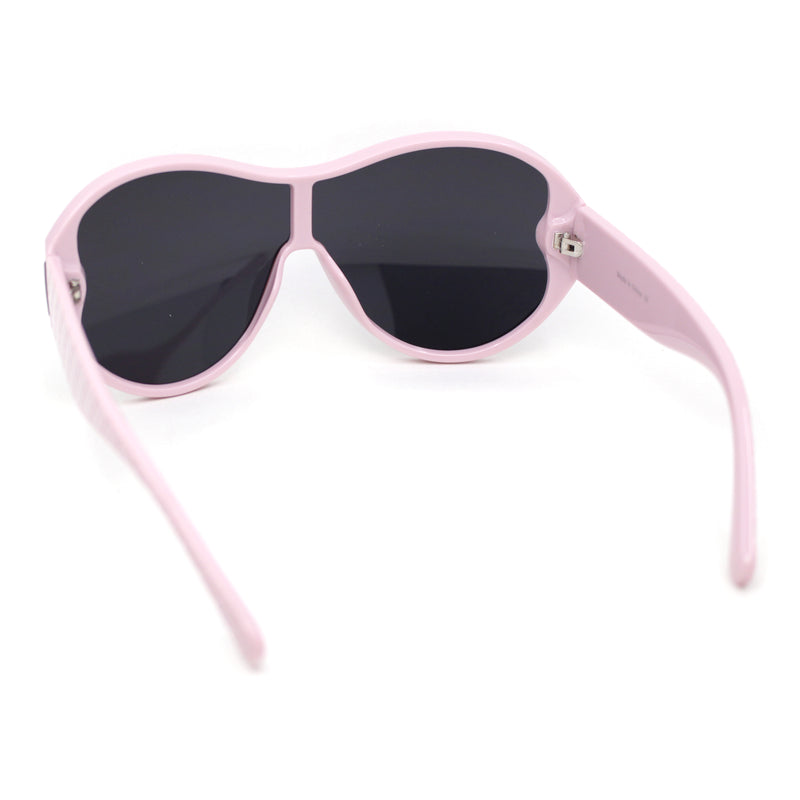 Womens Large Shield Round Elegant Designer Diva Sporty Plastic Sunglasses