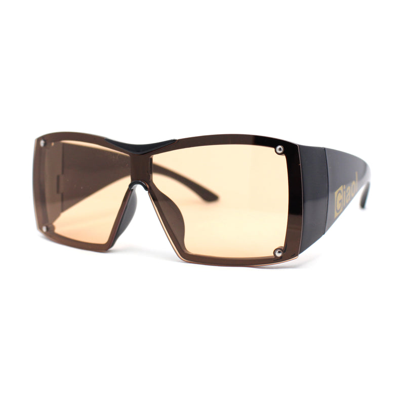 Showy Oversized Shield Super Thick Arm Rectangle Euro Style Sunglasses