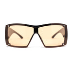 Showy Oversized Shield Super Thick Arm Rectangle Euro Style Sunglasses