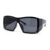 Showy Oversized Shield Super Thick Arm Rectangle Euro Style Sunglasses