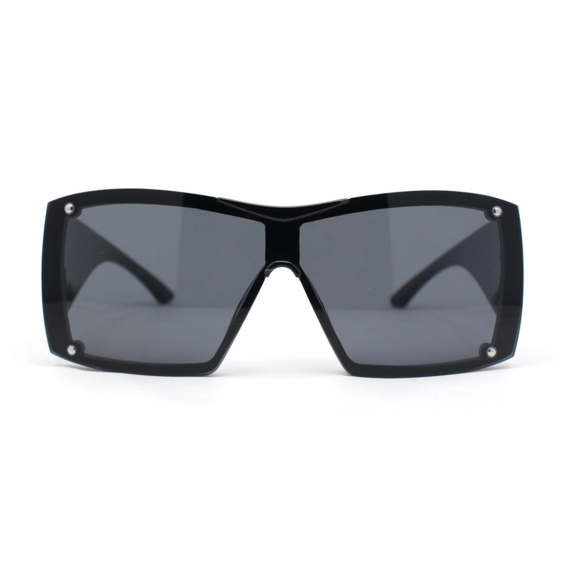 Showy Oversized Shield Super Thick Arm Rectangle Euro Style Sunglasses