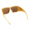 Showy Oversized Shield Super Thick Arm Rectangle Euro Style Sunglasses