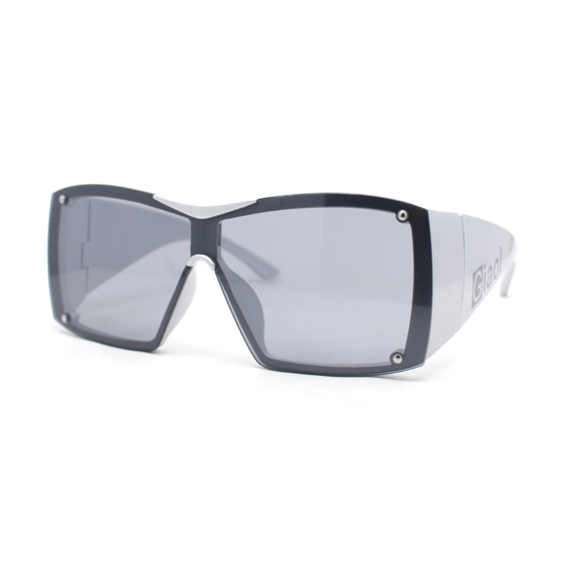 Showy Oversized Shield Super Thick Arm Rectangle Euro Style Sunglasses