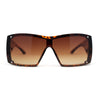 Showy Oversized Shield Super Thick Arm Rectangle Euro Style Sunglasses