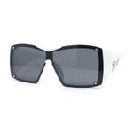 Showy Oversized Shield Super Thick Arm Rectangle Euro Style Sunglasses