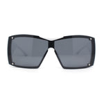 Showy Oversized Shield Super Thick Arm Rectangle Euro Style Sunglasses