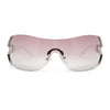 Womens Rimless Rhinestone Jewel Hinge Curved Wrap Fashion 90s Sunglasses