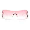 Womens Rimless Rhinestone Jewel Hinge Curved Wrap Fashion 90s Sunglasses