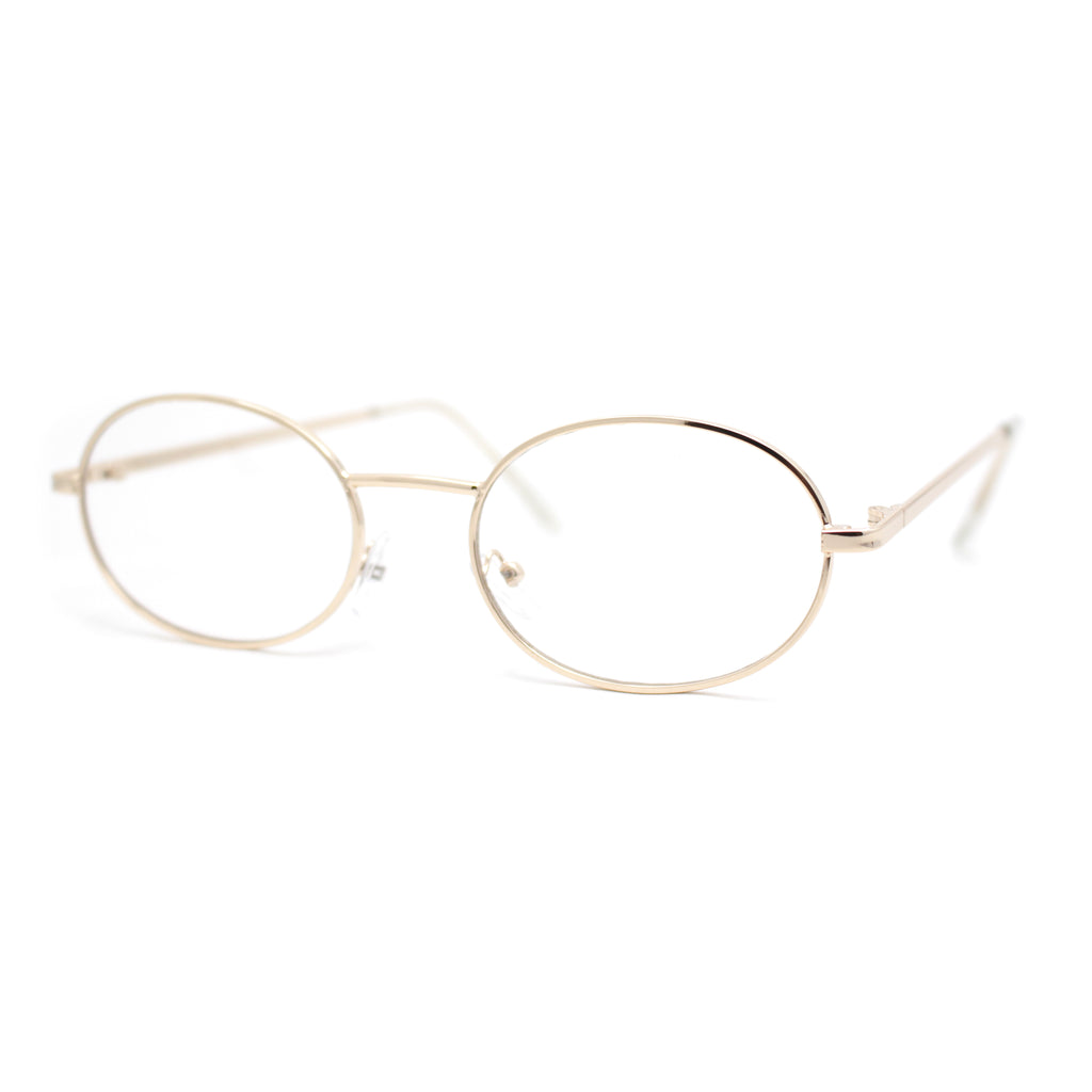 Classic Retro Oval Round Metal Rim Clear Lens Eyeglasses Gold - Clear