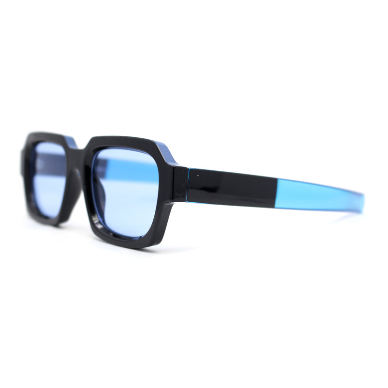 Gentlemanly Rectangle Mod Horn Rim Beveled Plastic Rim Sunglasses