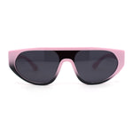 Retro Flat Top Shield Racer Plastic Subtle Cat Eye Sunglasses