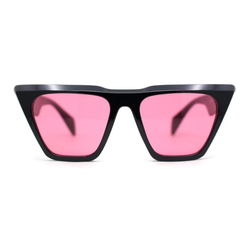 Womens Oversized Gothic Beveled Squared Flat Top Cat Eye Sunglasses