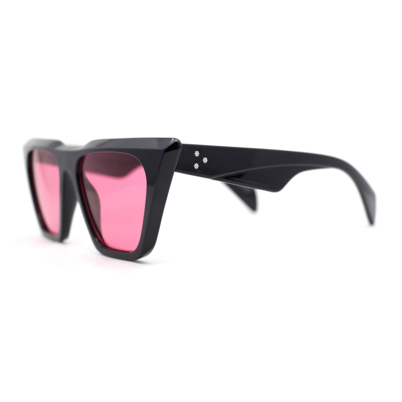 Womens Oversized Gothic Beveled Squared Flat Top Cat Eye Sunglasses