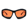 Womens Oversized Trendy Sport Thick Bevel Frame Wrap Plastic Sunglasses