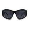 Womens Oversized Trendy Sport Thick Bevel Frame Wrap Plastic Sunglasses