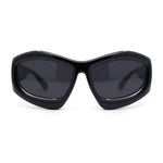 Womens Oversized Trendy Sport Thick Bevel Frame Wrap Plastic Sunglasses