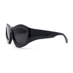 Womens Oversized Trendy Sport Thick Bevel Frame Wrap Plastic Sunglasses